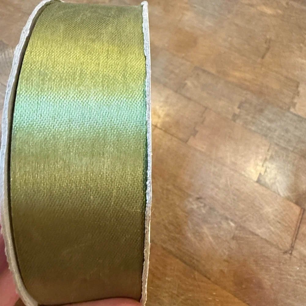 2 Lion Brand Moss Green Ribbon Spools 100 yards